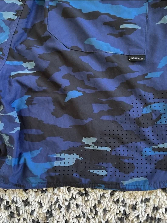Legends Luka Shorts Blue Camo Unlined Drawstring Stretch Gym Athletic Men’s XL - Picture 13 of 16